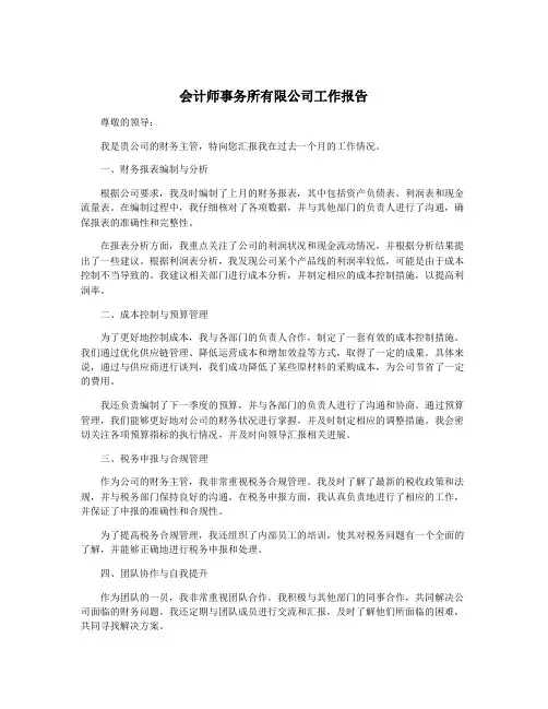会计师事务所有限公司工作报告