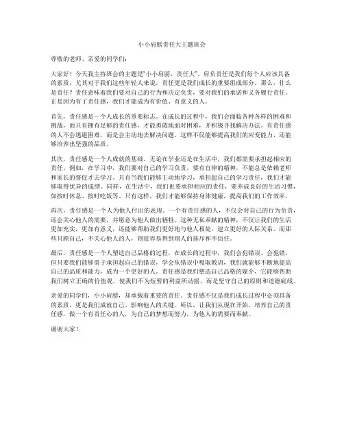 小小肩膀责任大主题班会