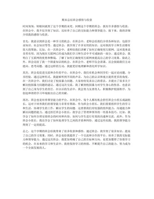 期末总结班会感悟与收获