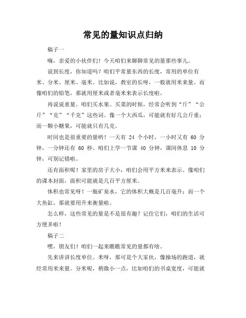 常见的量知识点归纳