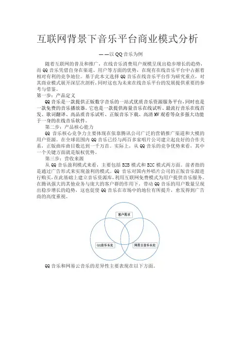 互联网背景下音乐平台商业模式分析 ——以 QQ 音乐为例