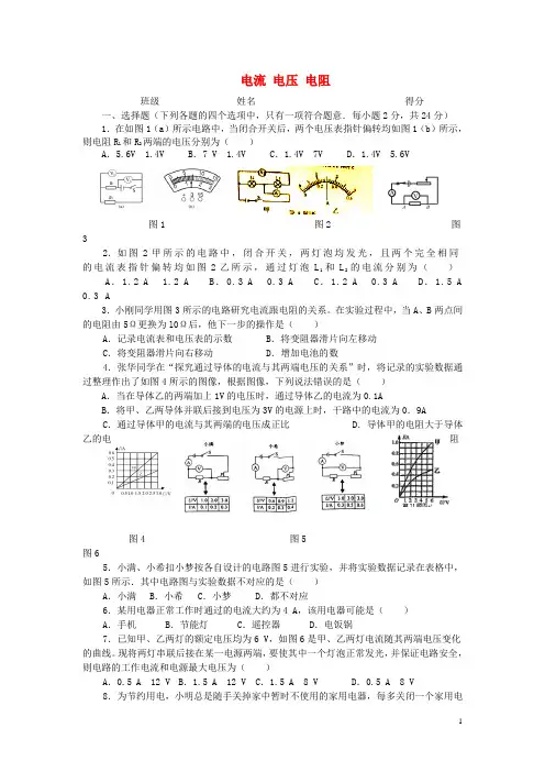 山东省济宁市2017年中考物理单元检测十二(电流电压电阻)复习