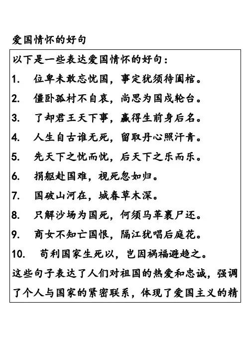 爱国情怀的好句