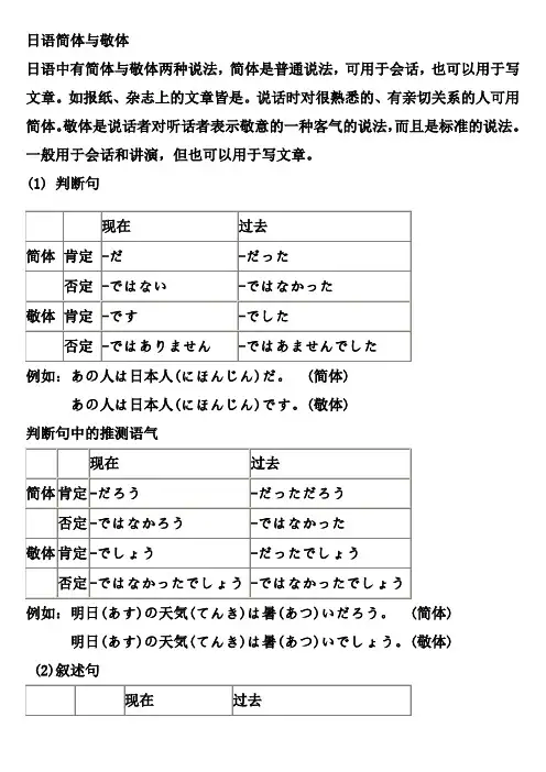 日语语法——简体与敬体