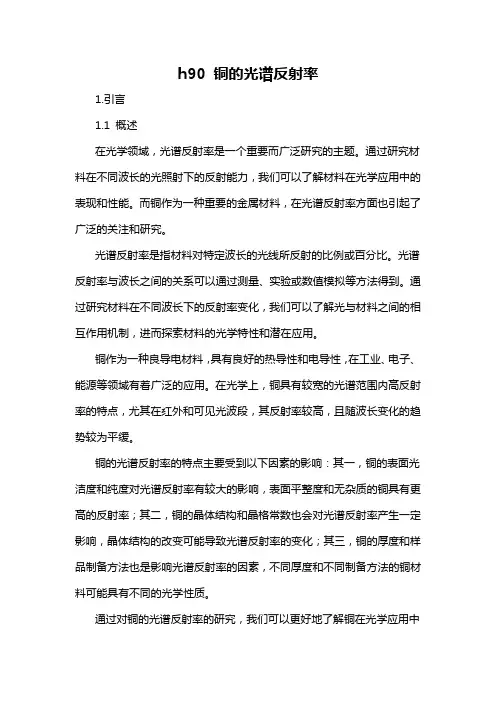 h90 铜的光谱反射率
