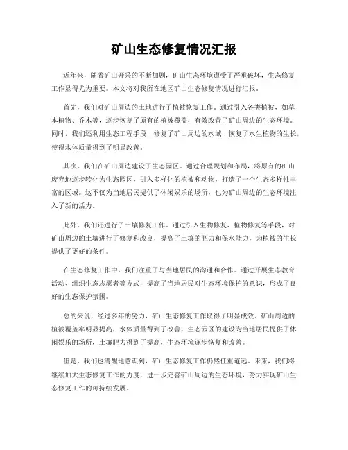 矿山生态修复情况汇报