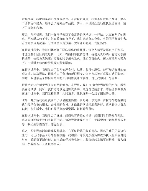 军训野炊心得体会