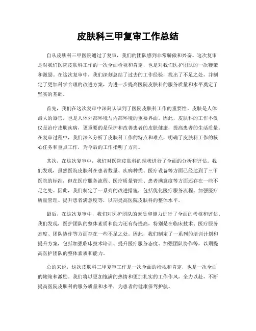 皮肤科三甲复审工作总结