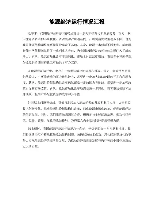 能源经济运行情况汇报