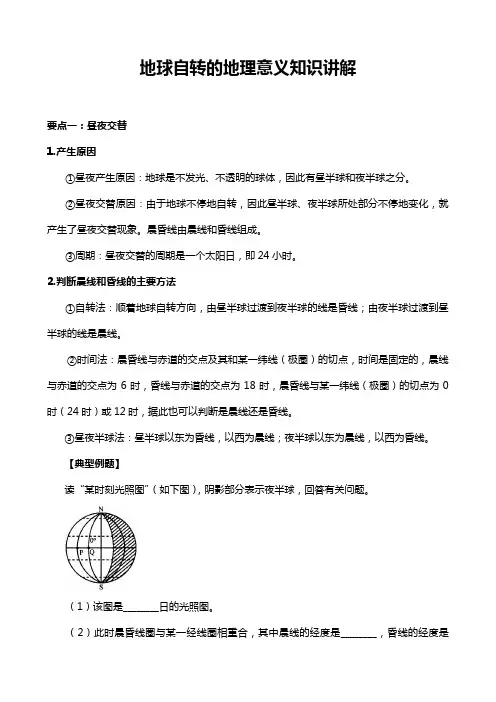 地球自转的地理意义知识讲解