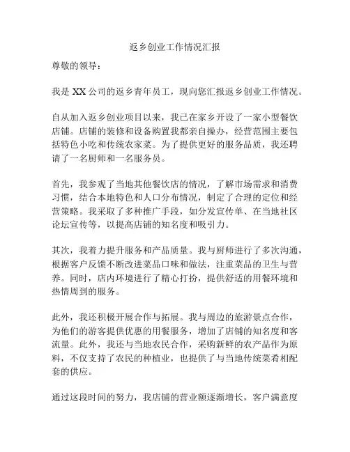 返乡创业工作情况汇报