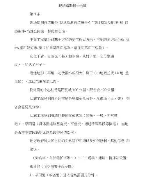 现场踏勘报告两篇.doc