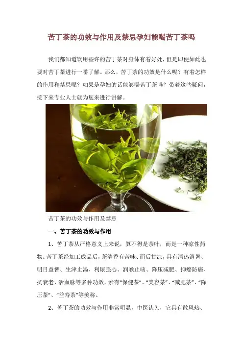 苦丁茶的功效与作用及禁忌 孕妇能喝苦丁茶吗