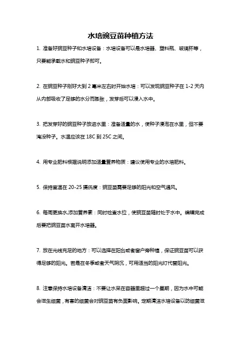 水培豌豆苗种植方法