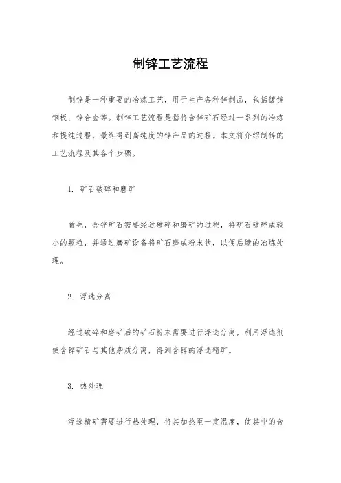 制锌工艺流程