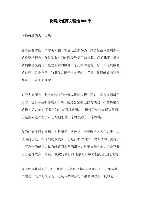 化蛹成蝶范文精选800字