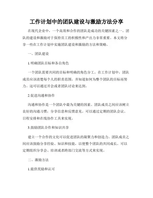 工作计划中的团队建设与激励方法分享