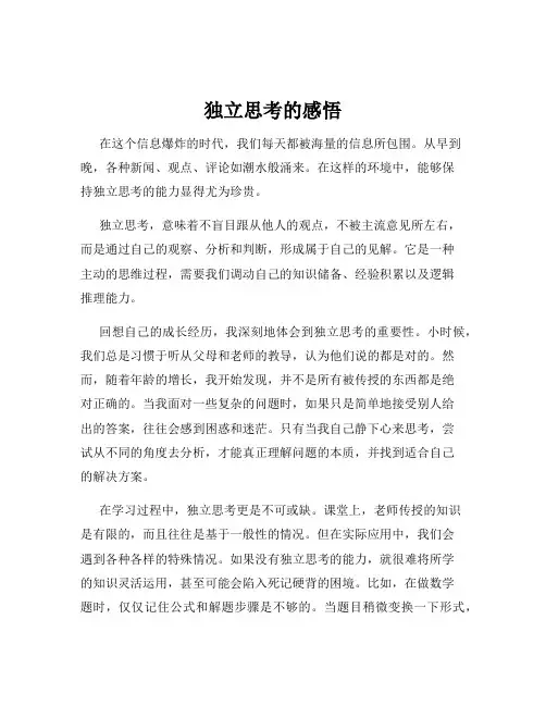 独立思考的感悟