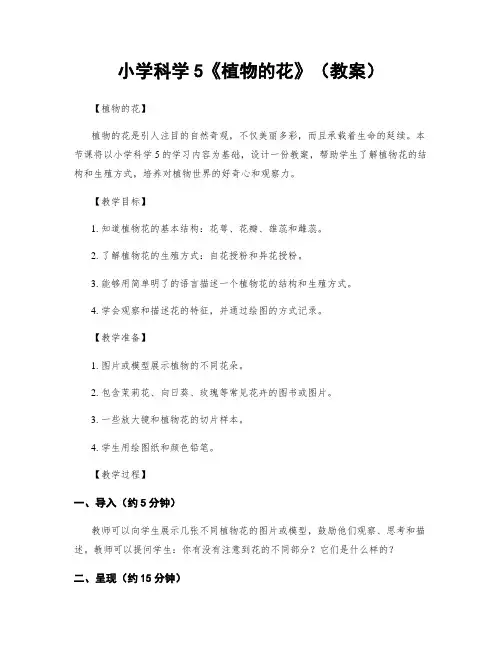 小学科学5《植物的花》(教案)