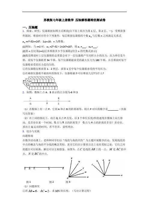 苏教版七年级上册数学 压轴解答题培优测试卷