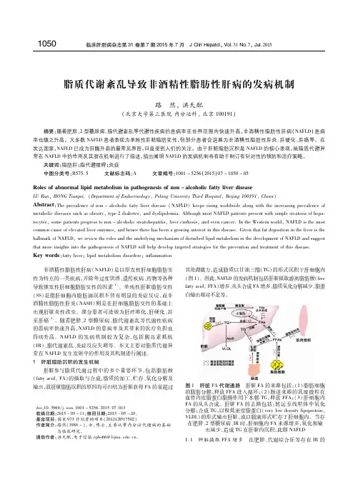 脂质代谢紊乱导致非酒精性脂肪性肝病的发病机制 路然