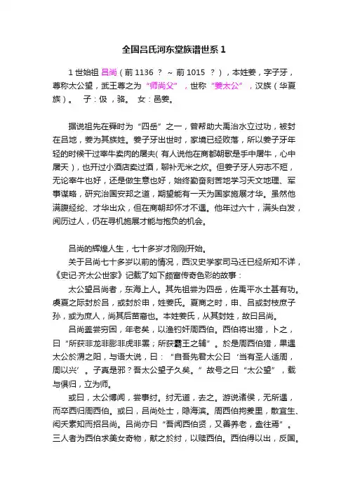 全国吕氏河东堂族谱世系1