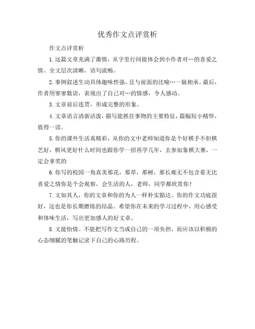 优秀作文点评赏析