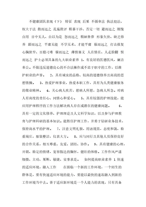【免费下载】护士职业素养培训课件