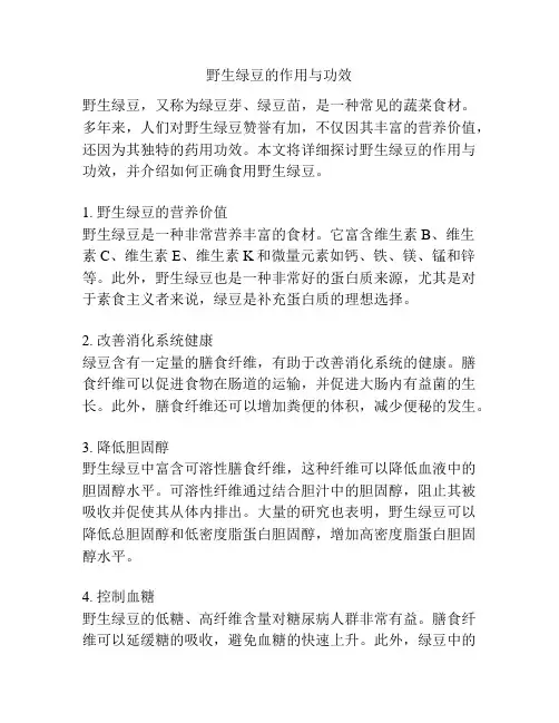 野生绿豆的作用与功效
