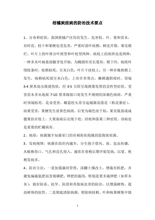 柑橘炭疽病的防治技术要点