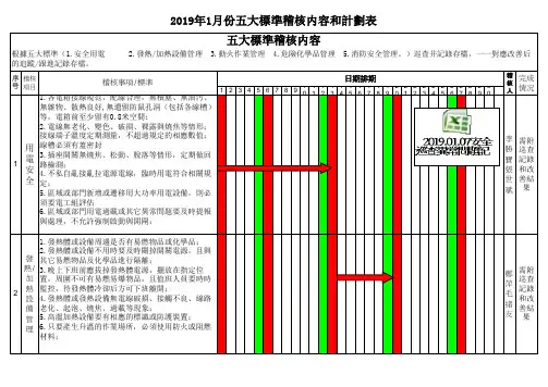 2019年五大稽核内容和计划表