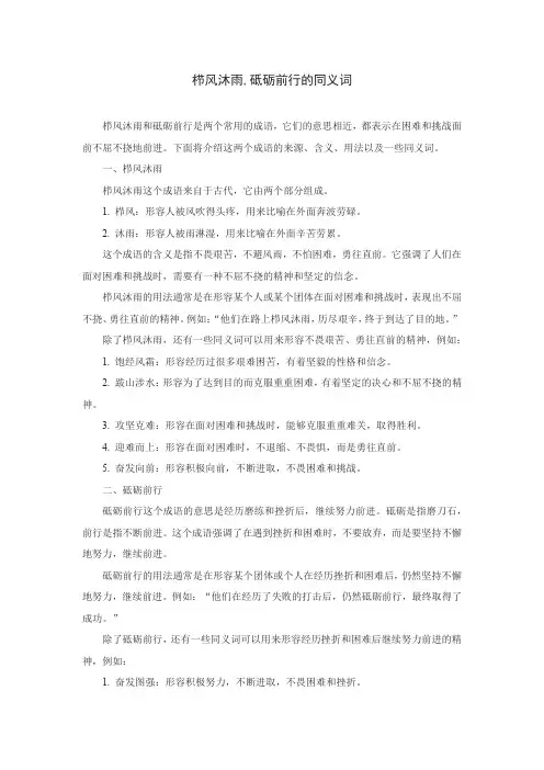 栉风沐雨,砥砺前行的同义词