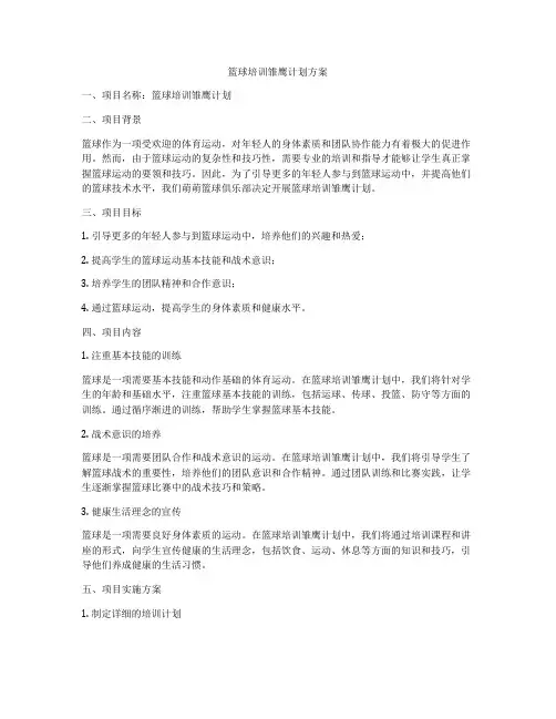 篮球培训雏鹰计划方案