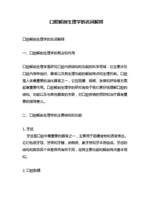 口腔解剖生理学的名词解释