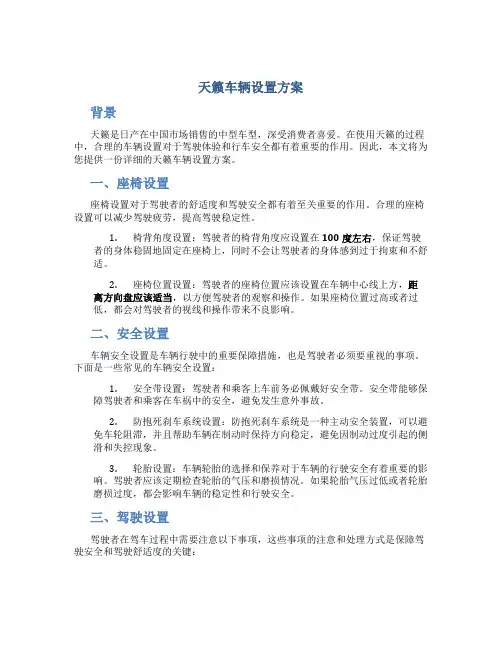 天籁车辆设置方案