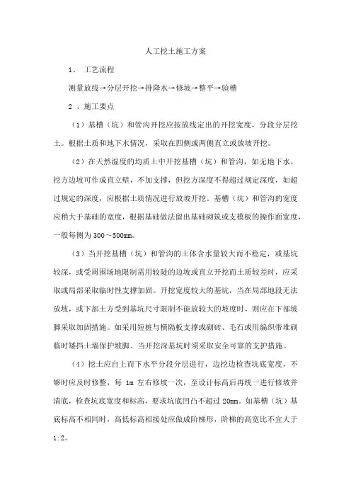人工挖土施工方案1