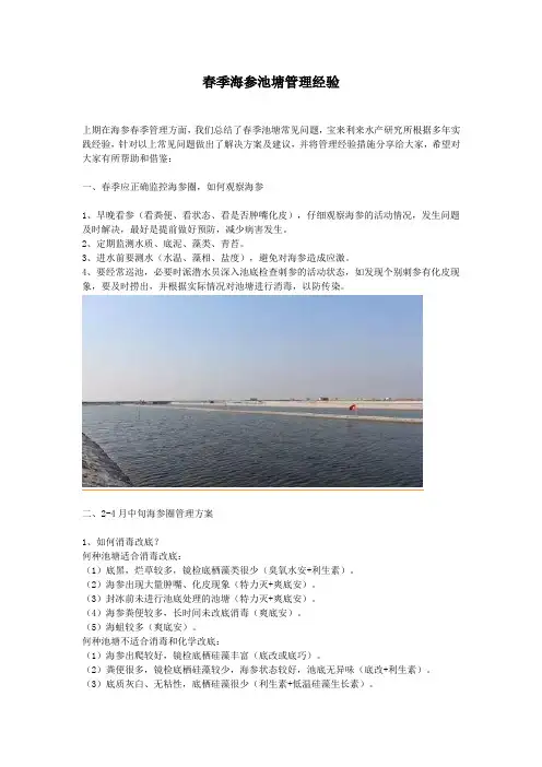春季海参池塘管理经验