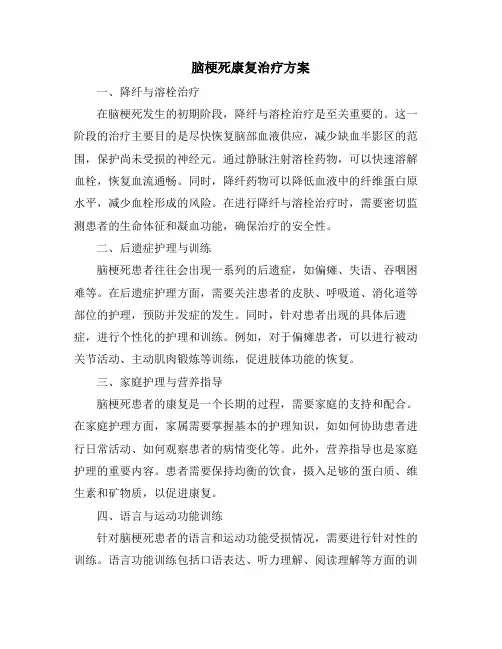 脑梗死康复治疗方案