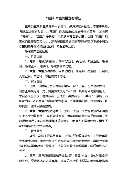 乌贼和章鱼的区别有哪些