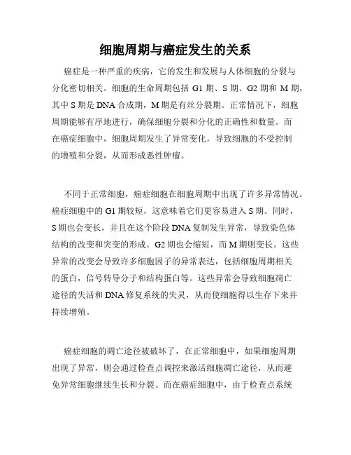 细胞周期与癌症发生的关系