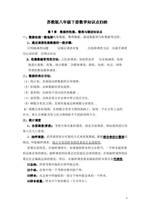 苏教版八年级数学下册知识点(详细精华版)