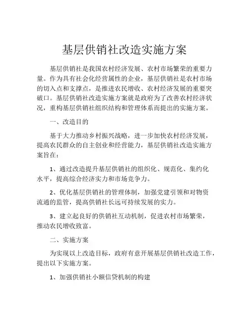 基层供销社改造实施方案