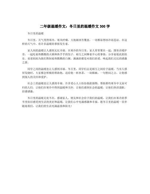 二年级温暖作文：冬日里的温暖作文300字