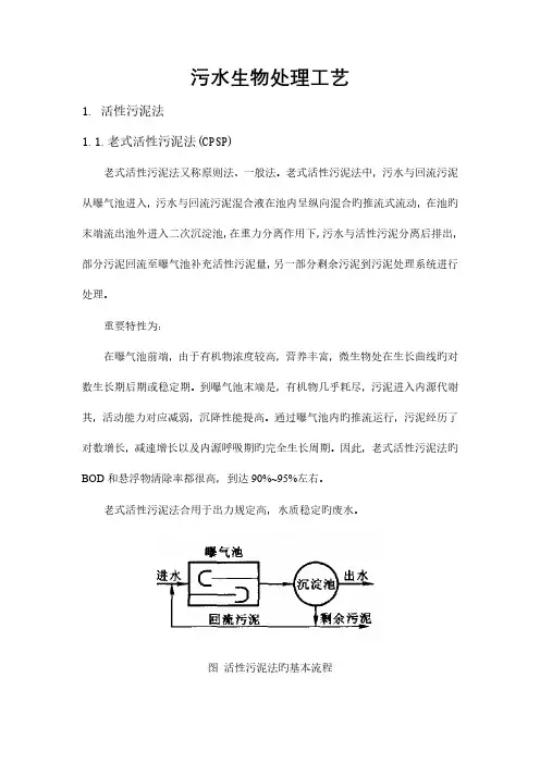 污水生物处理工艺介绍自己总结