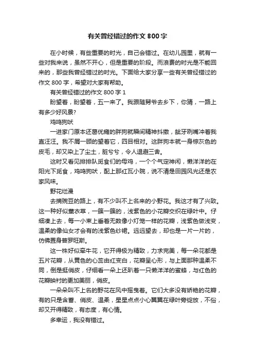 有关曾经错过的作文800字