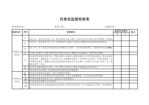 自查或监督检查表