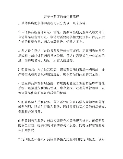 开单体药店的条件和流程
