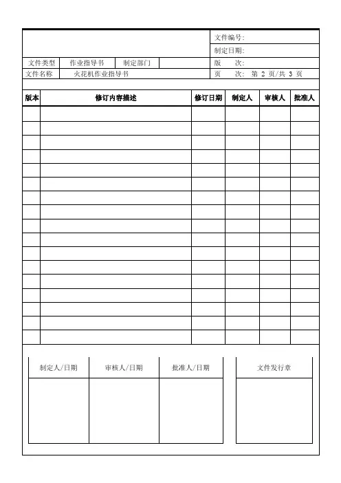火花机操作指导书