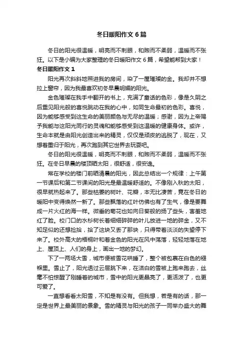 冬日暖阳作文6篇