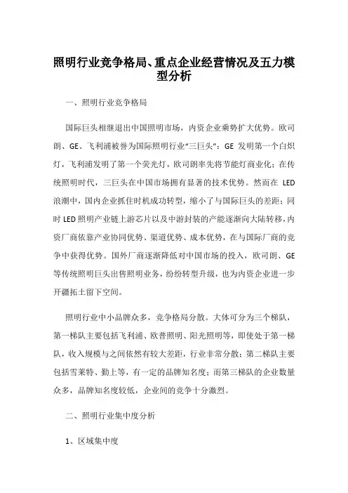 照明行业竞争格局、重点企业经营情况及五力模型分析